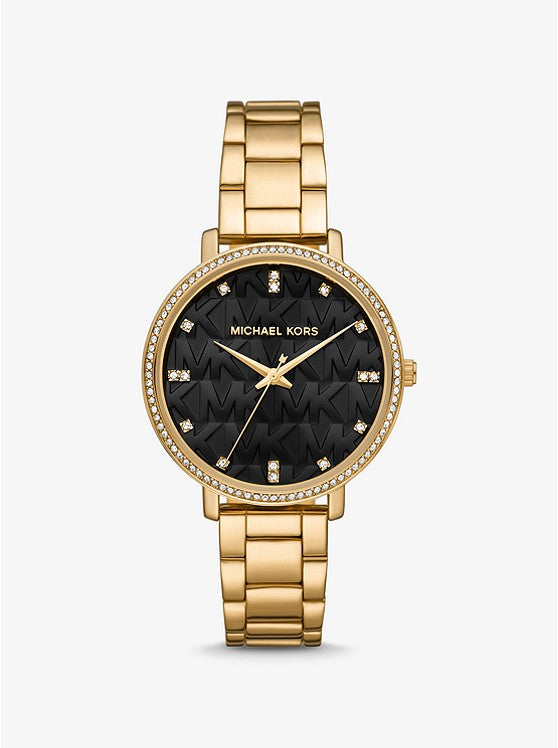 Michael Kors Pyper Pavé Gold-Tone Logo Watch MK4593