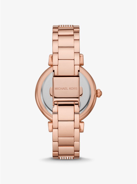 Mini Abbey Pavé Rose Gold-Tone Watch MK4617