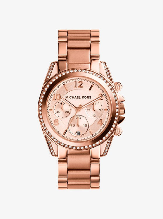Blair Rose Gold-Tone Stainless Steel Chronograph Watch MK5263