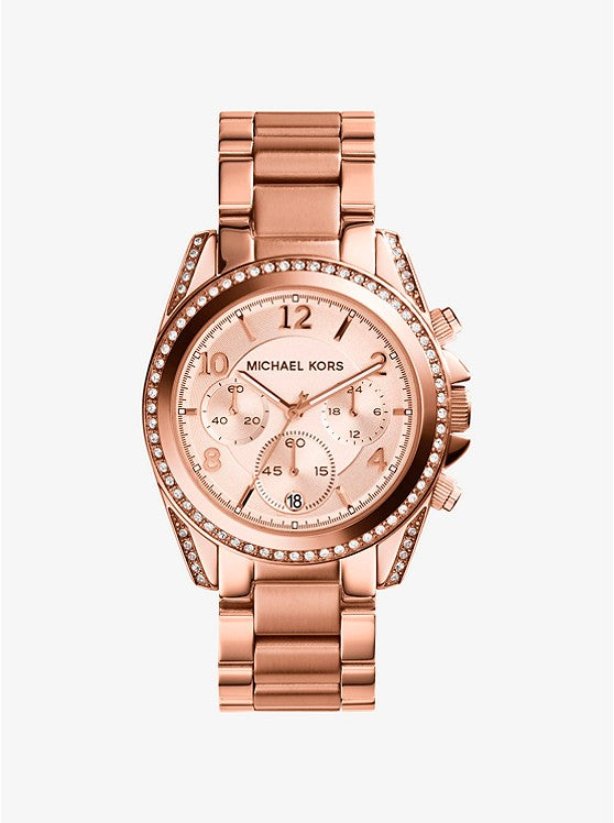 Michael Kors Blair Rose Gold-Tone Stainless Steel Chronograph Watch MK5263 - KRISHNA WATCH COMPANY