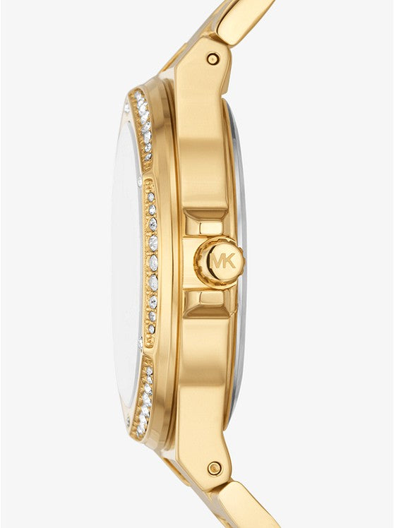 Michael Kors Lennox Pavé Logo Gold-Tone Logo Watch MK7229