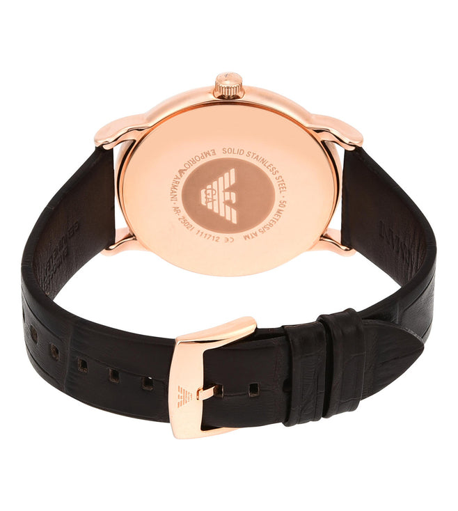 Emporio Armani Three-Hand Date Brown Leather Watch AR2502