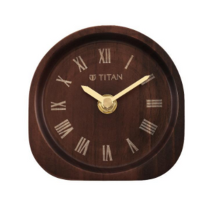 Titan Classic Dark Brown Wooden Table Clock T0003WA02 - KRISHNA WATCH COMPANY