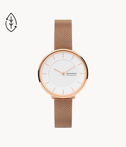 Gitte Two-Hand Rose Gold-Tone Stainless Steel Mesh Watch SKW3013