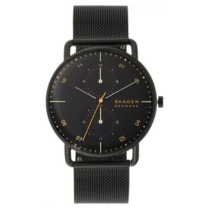 Horizont Black Steel Mesh Dual Time Watch SKW6538 - KRISHNA WATCH COMPANY