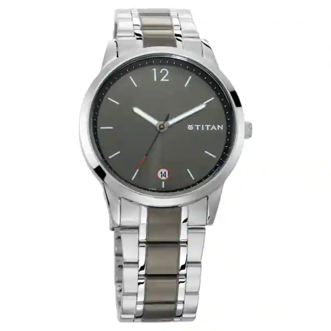 Titan Workwear Watch with Anthracite Dial & Stainless Steel Strap 1806KM01