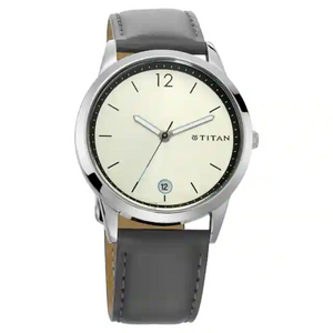 Titan Workwear Watch with Silver Dial & Leather Strap 1806SL03 - KRISHNA WATCH COMPANY