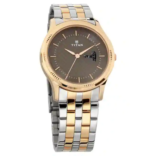 Titan Brown Dial Stainless Steel Strap Watch 1824KM01