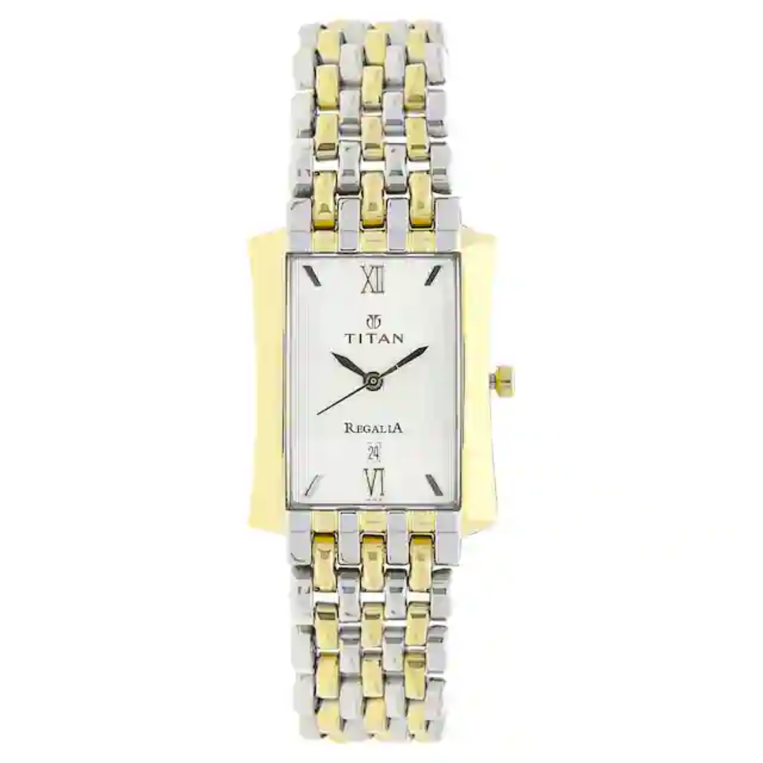 Titan Silver Dial Two Toned Stainless Steel Strap Watch NN1927BM01