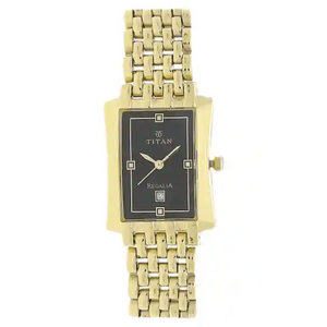Titan Black Dial Golden Stainless Steel Strap Watch NN1927YM06 - KRISHNA WATCH COMPANY