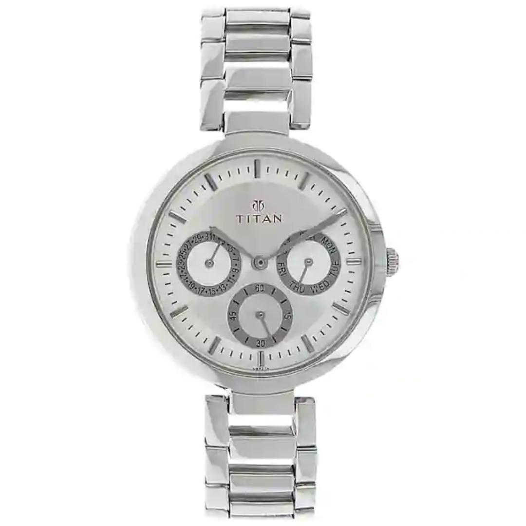 Titan Silver Dial Silver Stainless Steel Strap Watch - 2480SM03