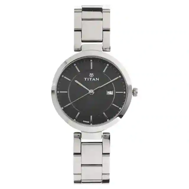 Titan Workwear Watch with Black Dial & Stainless Steel Strap NN2480SM08 (DG325) - KRISHNA WATCH COMPANY