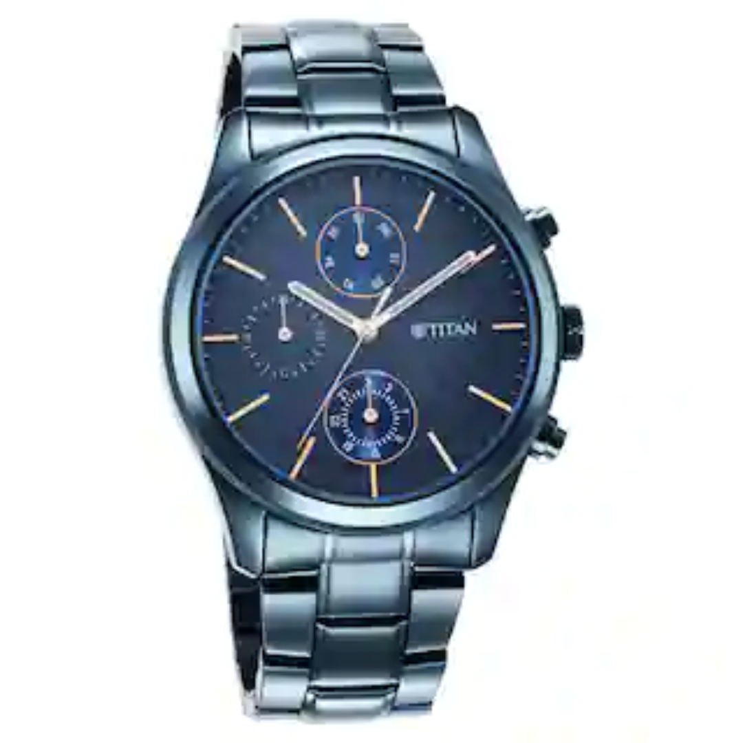 Titan Neo Splash Blue Dial Stainless Steel Strap Watch  1805QM01