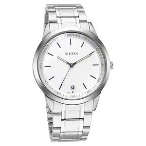 Titan Workwear Watch with White Dial & Metal Strap 1806SM03 (DK825) - KRISHNA WATCH COMPANY