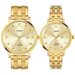 TIMEX ANALOG CHAMPAGNE DIAL PAIRS WATCH-TW00PR280 - KRISHNA WATCH COMPANY