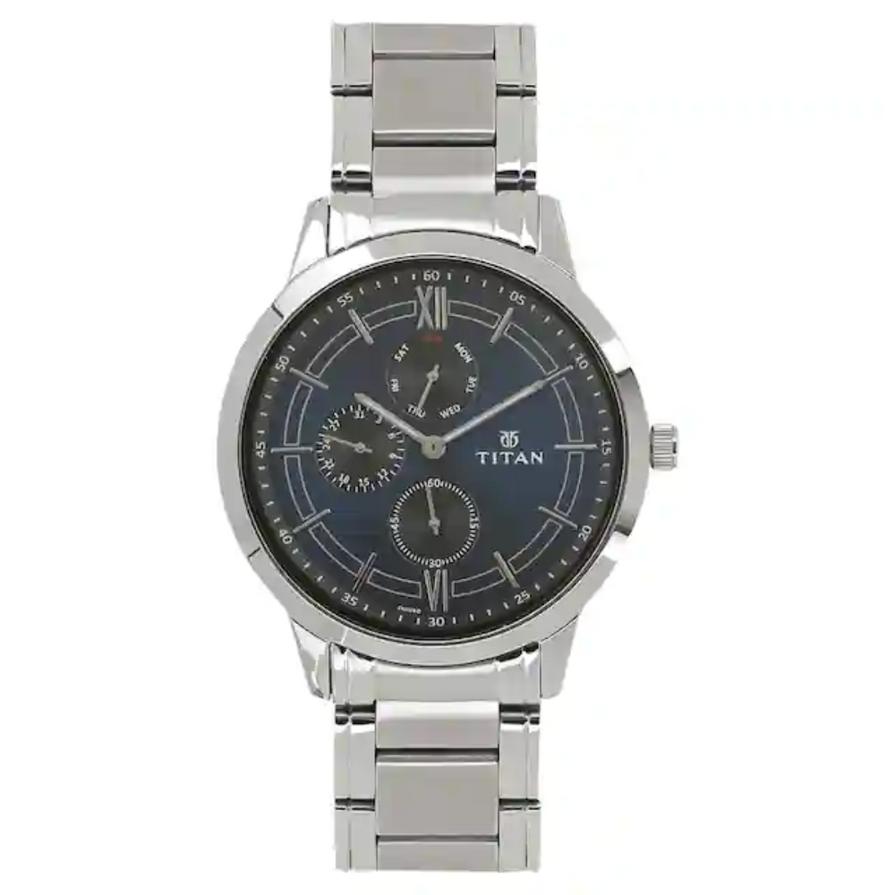 Titan Workwear Watch with Blue Dial & Stainless Steel Strap - 1769SM01 - KRISHNA WATCH COMPANY
