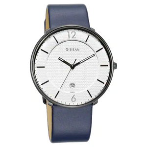 Titan Workwear Watch with White Dial & Leather Strap 1849NL01 (DK970) - KRISHNA WATCH COMPANY