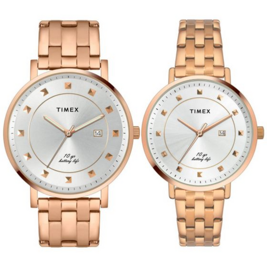 TIMEX ANALOG SILVER DIAL PAIRS WATCH-TW00PR281