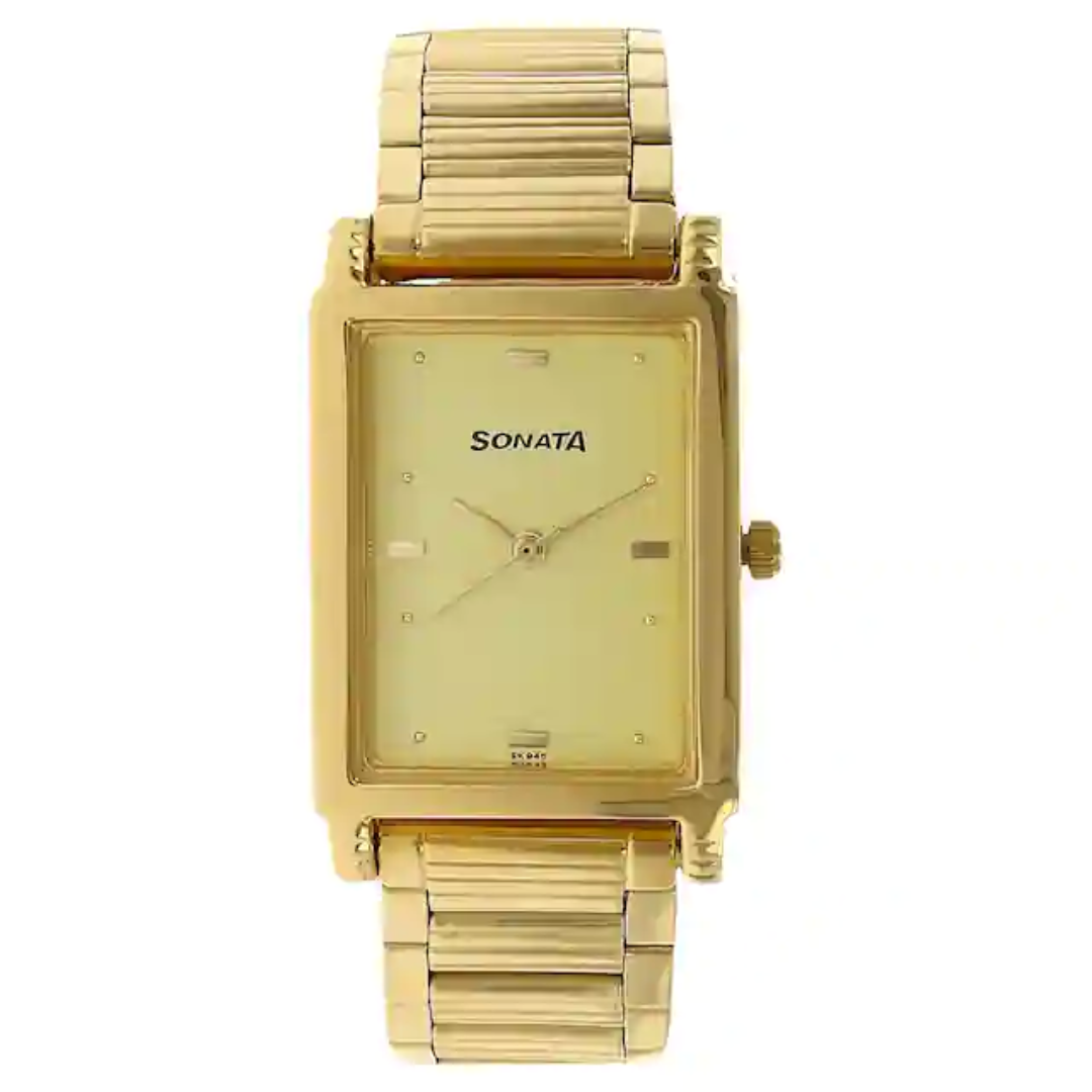 Champagne Dial Golden Metal Strap Watch NR7058YM02