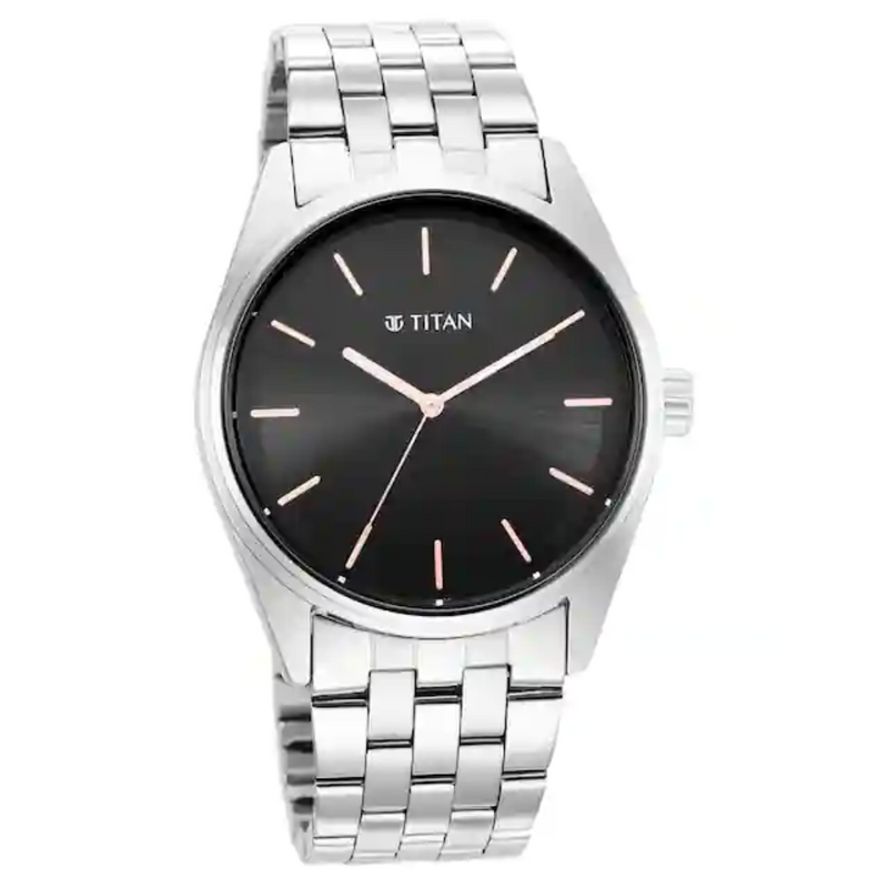Titan Workwear Black Dial Stainless Steel Strap Watch - NS1866SM01
