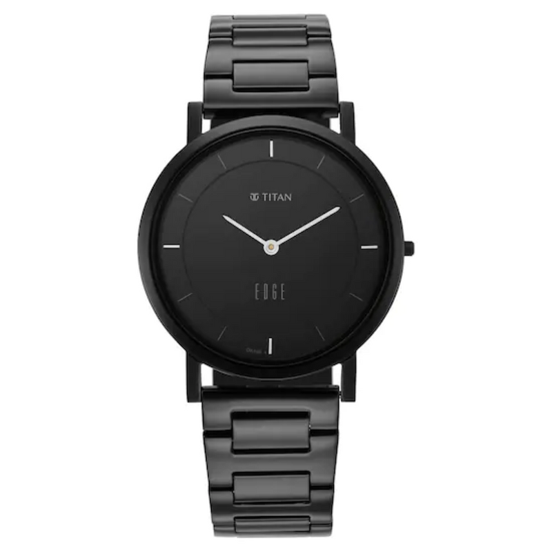 Titan Edge Black Dial Metal Strap Watch 1595NM01