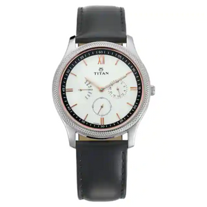 Titan Retrograde White Dial Leather Strap Watch NN1768SL02 - KRISHNA WATCH COMPANY