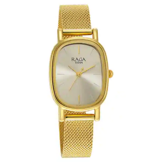 Titan Raga Viva Champagne Dial Stainless Steel Strap Watch 2665YM01