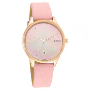 Titan Pastel Dreams Mother Of Pearl Dial Dusty Rose Leather Strap Watch 2670WL02 - KRISHNA WATCH COMPANY