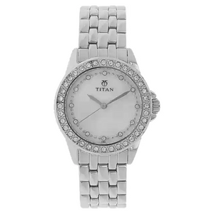 Titan White Dial Silver Metal Strap Watch NK9798SM02 (D563) - KRISHNA WATCH COMPANY
