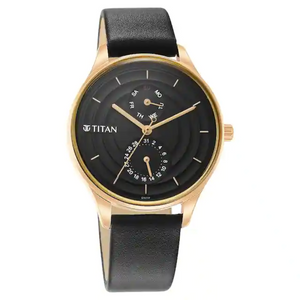 Titan Neo Workdays Black Dial Leather Strap Watch - 2670WL07 - KRISHNA WATCH COMPANY