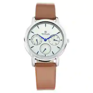 Titan Workwear Watch with White Dial & Leather Strap 2595SL01 - KRISHNA WATCH COMPANY