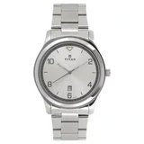 Titan Workwear Watch with White Dial & Stainless Steel Strap NM1770SM01 (DH330)