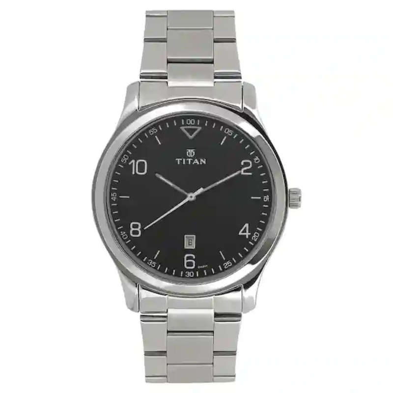 Titan Workwear Watch with Black Dial & Stainless Steel Strap NM1770SM02 (DH331) - KRISHNA WATCH COMPANY