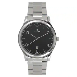 Titan Workwear Watch with Black Dial & Stainless Steel Strap NM1770SM02 (DH331) - KRISHNA WATCH COMPANY