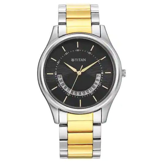 Titan Karishma Black Dial Brass Strap Watch 1713BM02