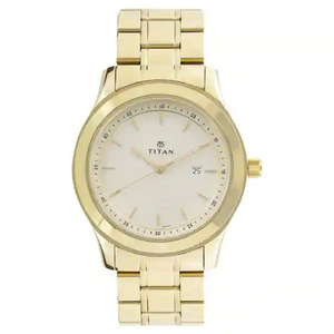 Titan Champagne Dial Golden Stainless Steel Strap Watch NN1627YM04 (DG933) - KRISHNA WATCH COMPANY