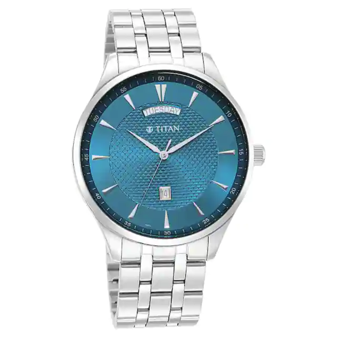 Titan Opulent III Blue Dial Analog Watch for Men 90127SM01