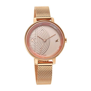 Fastrack Younique Rose Gold Dial Stainless Steel Strap Watch 6278WM01 - KRISHNA WATCH COMPANY