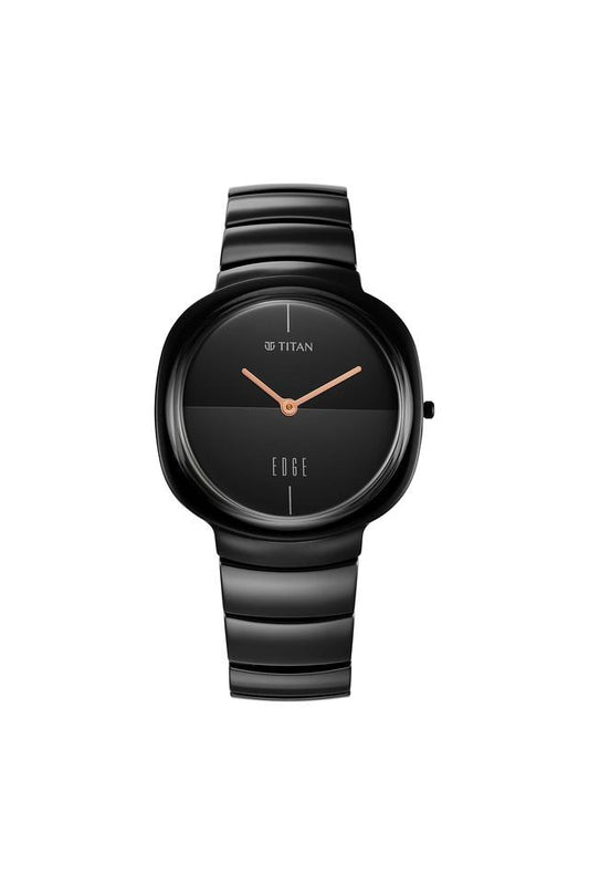 Titan Edge Squircle Black Dial Ceramic Strap Watch 1841NC01
