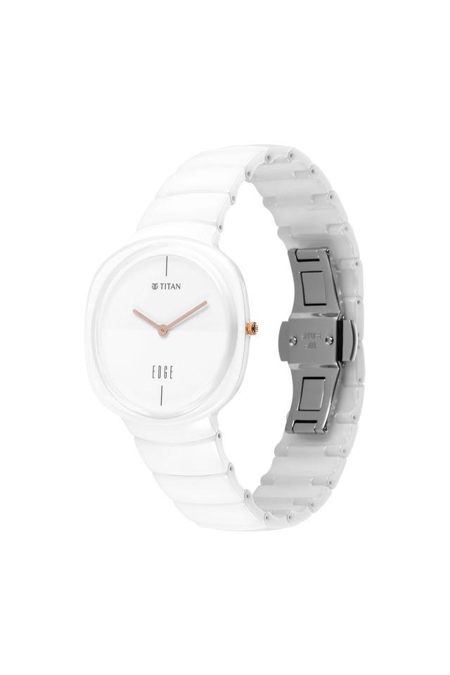 TITAN Edge Squircle White Dial Ceramic Strap Watch for Men 1841QC03