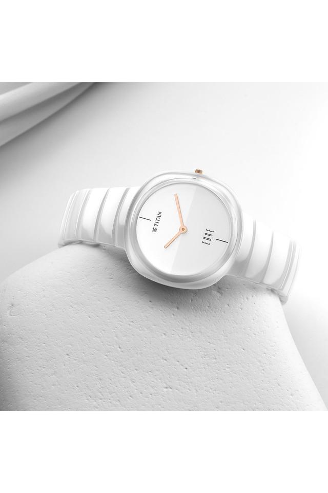 TITAN Edge Squircle White Dial Ceramic Strap Watch for Men 1841QC03