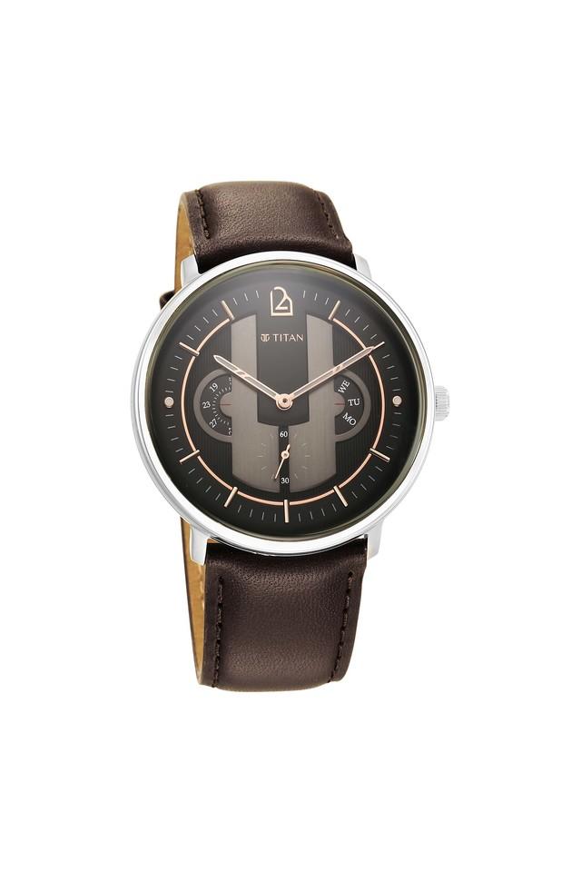 Titan Quartet Black Dial Leather Strap Watch 1882SL01