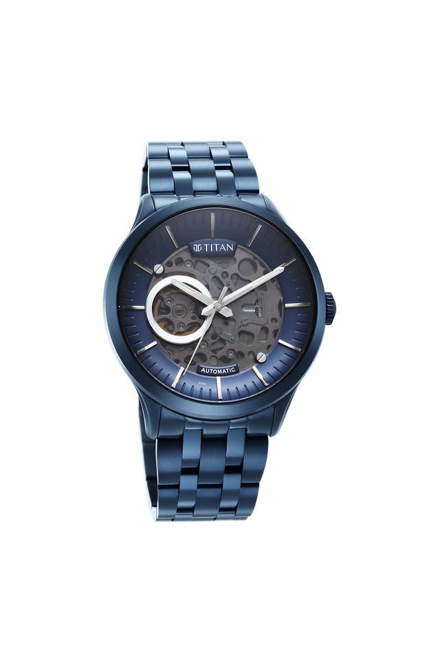 Titan Metal Mechanicals Blue Dial Stainless Steel Strap Watch 90140QM03 - KRISHNA WATCH COMPANY