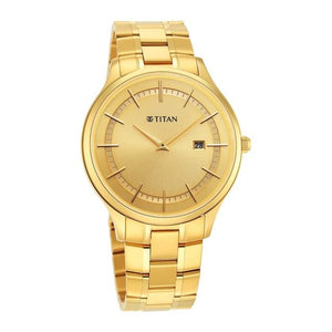 TITAN Titan Classique Slimline Champagne Dial Stainless Steel Strap Watch 90142YM01 - KRISHNA WATCH COMPANY
