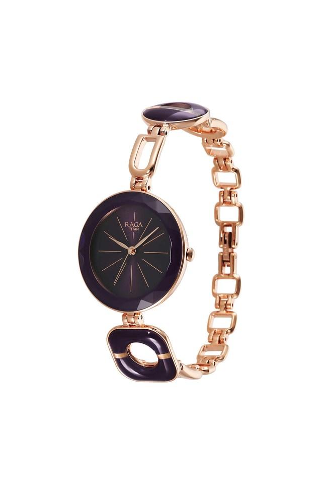 TITAN Raga Delight Purple Dial Metal Strap Watch 95198WM01