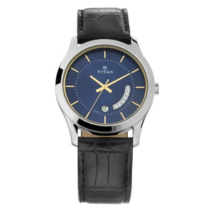 Titan Blue Dial Leather Strap Watch - 1823SL01 - KRISHNA WATCH COMPANY