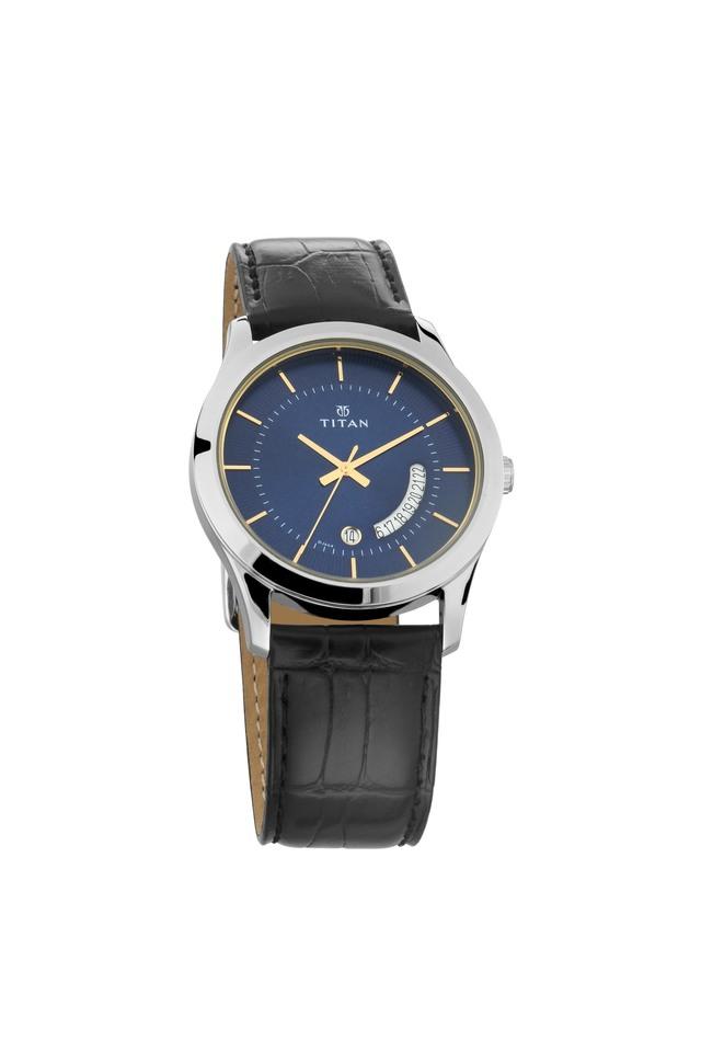 Titan Blue Dial Leather Strap Watch NP1823SL01