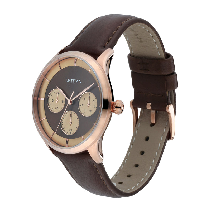TITAN Brown Dial with Rose Gold Case 90125WL01 - KRISHNA WATCH COMPANY