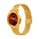 Sonata Gold Edit With Maroon Dial Stainless Steel Strap Watch NR8175YM03