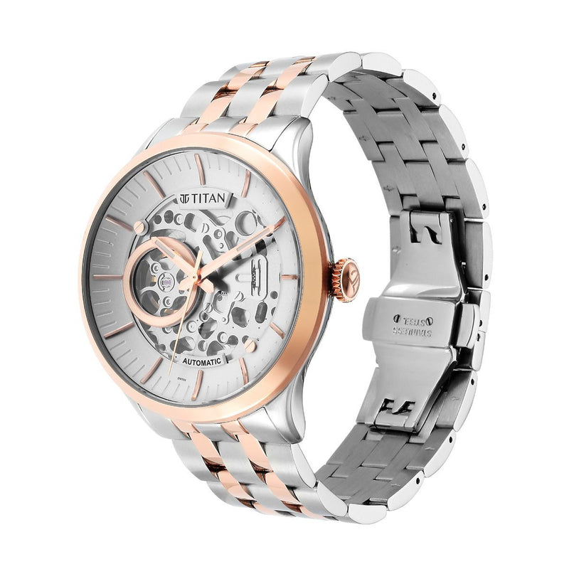 Titan Metal Mechanicals Silver Dial Watch - 90140KM01